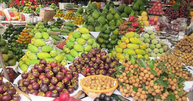 You can buy some tropical fruits in Mekong Delta - Ok Om Bok Festival