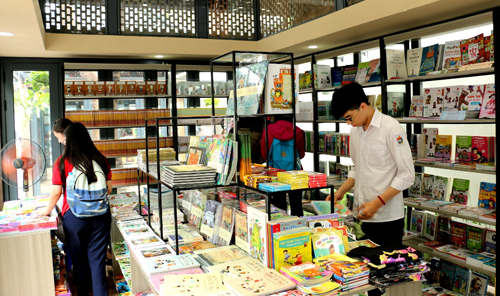 Inside a bookstore on Hanoi Book Street