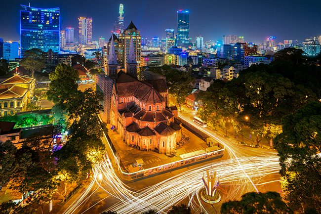 A busy Ho Chi Minh City at night