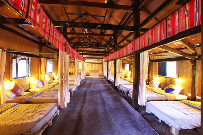 Communal stilt-house style room at Mu Cang Chai eco-lodge