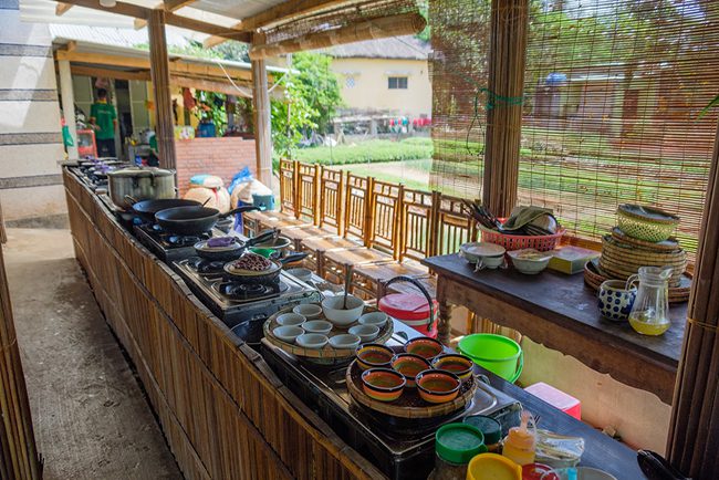 A cooking class preparation in Tra Que village