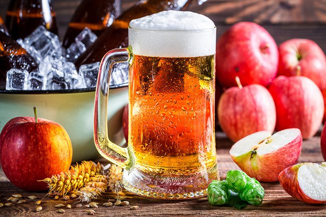 A fresh apple beer glass