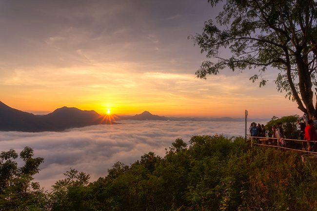 A sea of cloud at a hill viewpoint in Chiang Khan