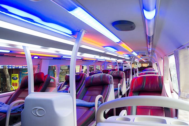 A typical sleeper bus in Vietnam