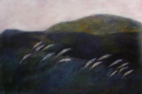 Border in the Afternoon (Lacquer painting) by Duong Bich Lien