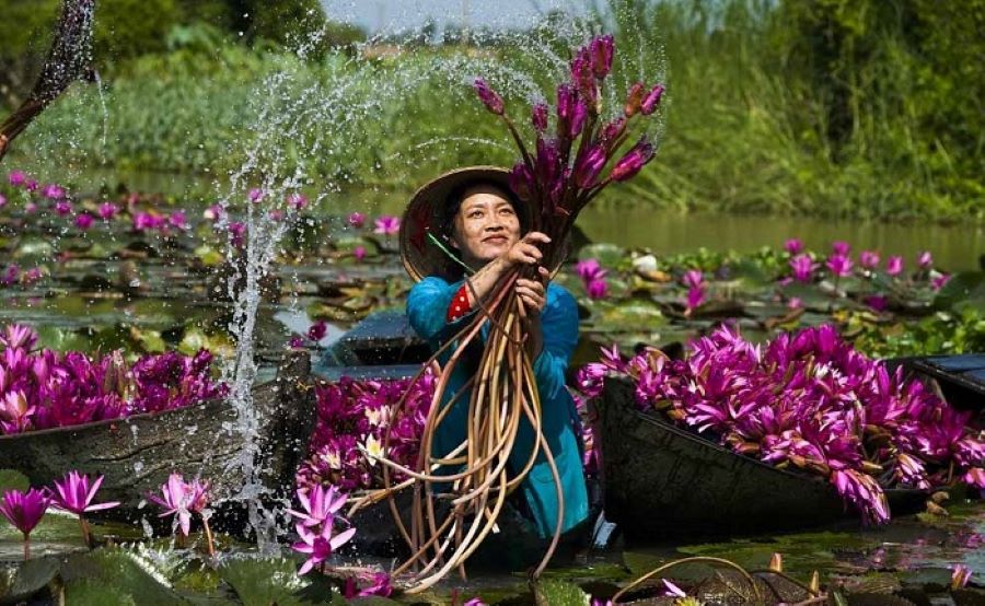 Best places to visit in South Vietnam highlight Bung Binh Thien’s natural serenity.
