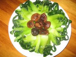 bok choy fried with shitake mushrooms