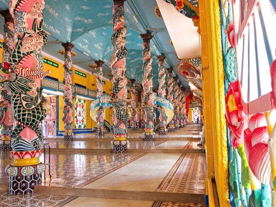 Intricate towers of Cao Dai Holy See Tay Ninh captivate every visiting traveler’s heart.