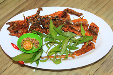 Grilled iguana, exotic Phan Thiet food