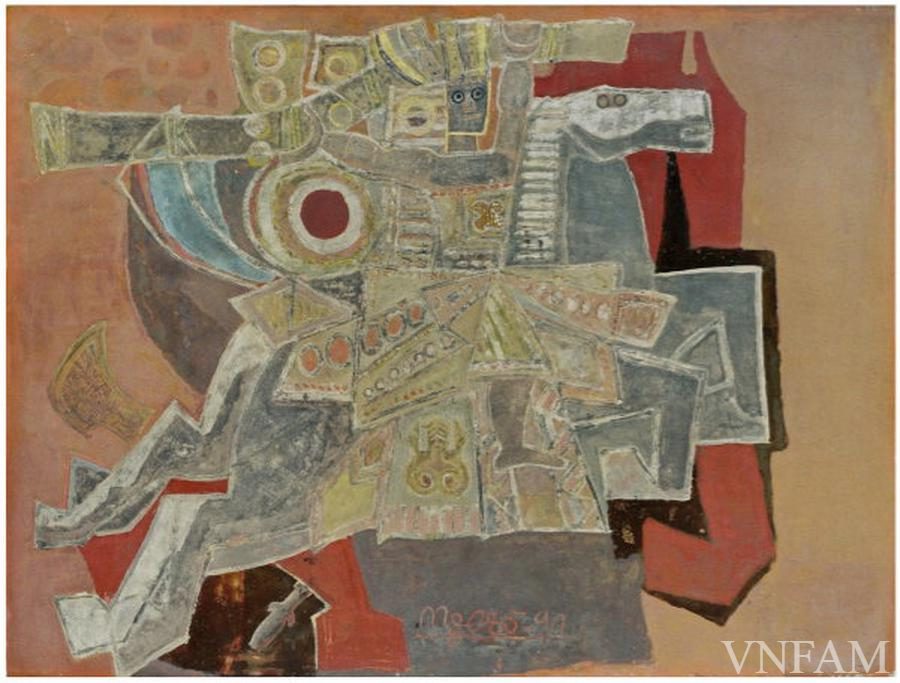 Giong (Lacquer painting) by Nguyen Tu Nghiem