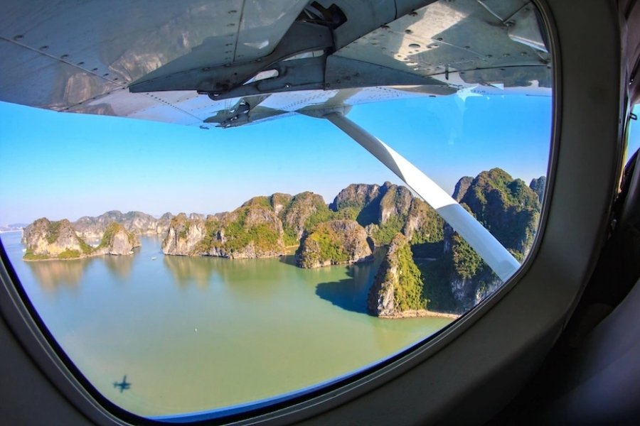 View from seaplanes, how to travel in Ha Long Bay in 3 days.