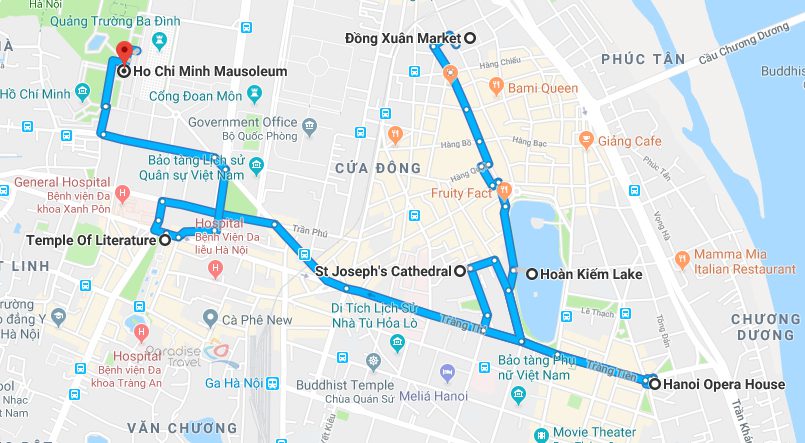 Hanoi main attractions map - Hanoi Travel Guide