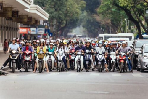 Heavy traffic in Hanoi