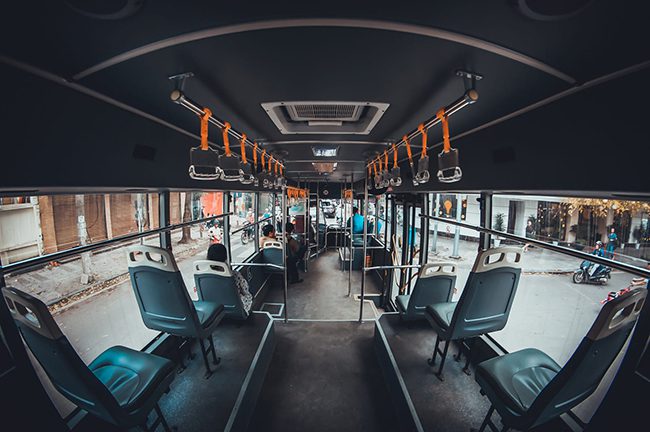 Inside a local bus in Vietnam