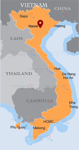 Vietnam travel map for Vietnam honey moon tours and holidays