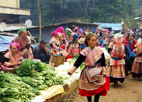 The market atmosphere is bustling