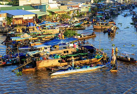 Floating market in Mekong delta