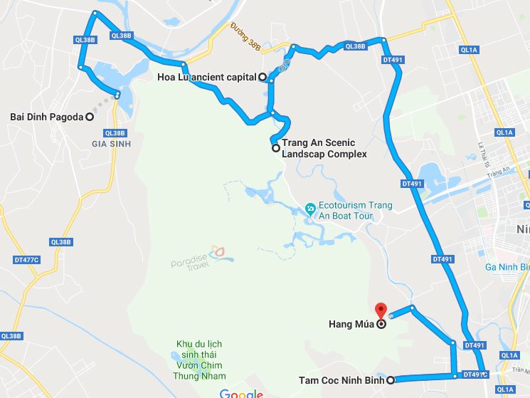 Ninh Binh travel guide - main attractions map