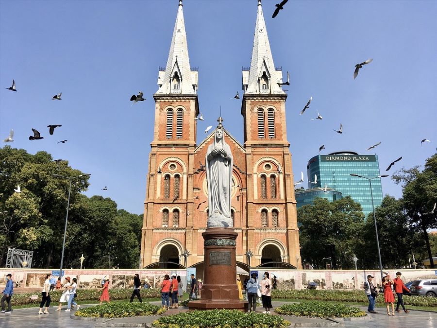 Best places to visit in South Vietnam feature the timeless Notre-Dame Cathedral of Saigon.