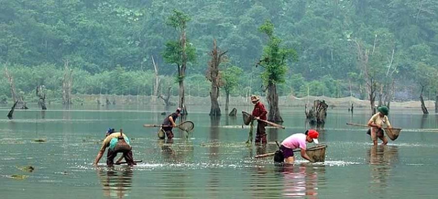 Noong Lake Ha Giang glows beneath skies, embracing serene northern beauty
