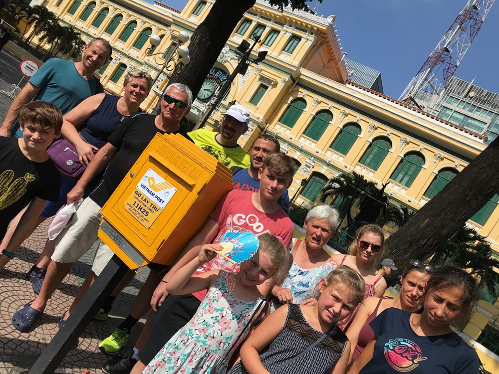 Our customer, Mr Zint Stephan, and his family at Central Post Office in Saigon