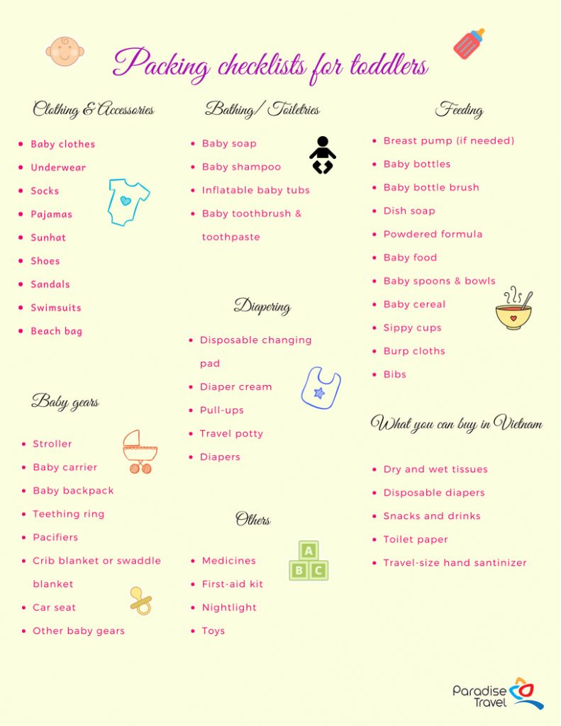 Packing checklist for toddlers when traveling to Vietnam