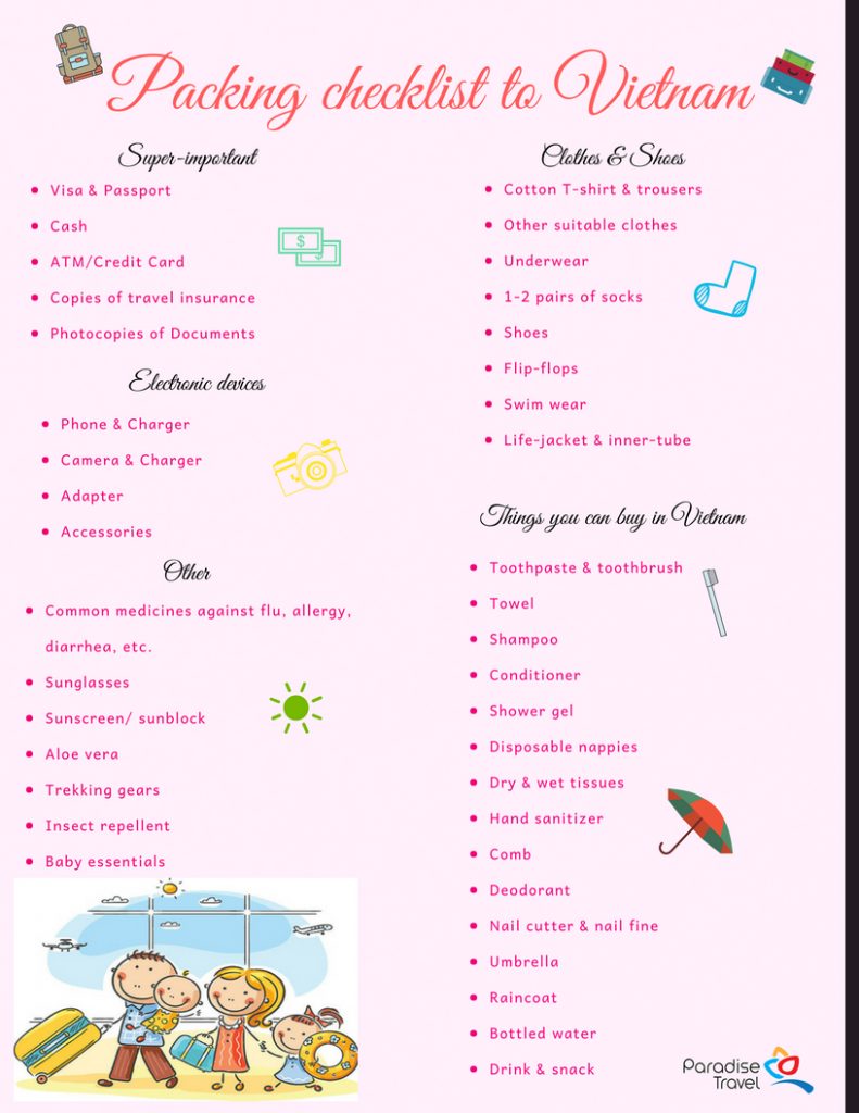 Travel with kids to Vietnam - Packing checklist to Vietnam