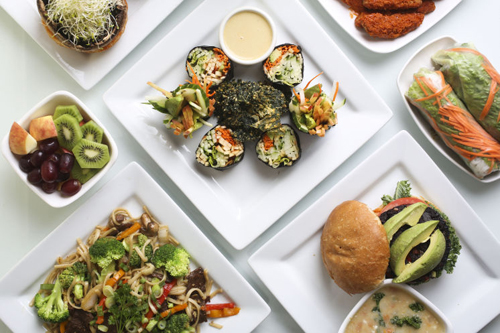 Delicious dishes in Loving Hut restaurant