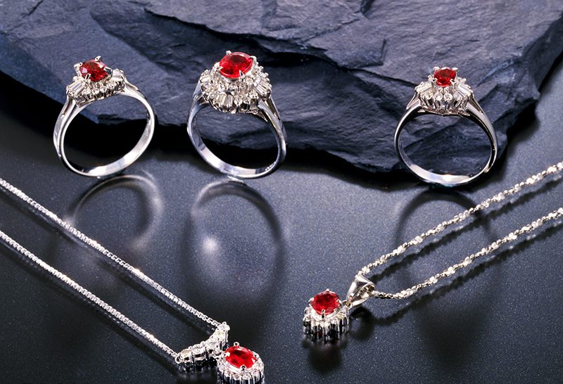 Red Sapphire ring and necklace collection