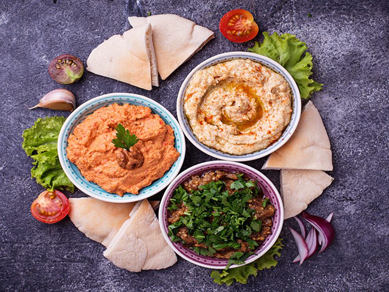 Selection of Arabic appetizers