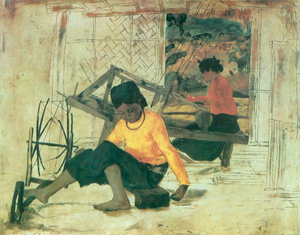 Spinning (Lacquer painting) by Nguyen Duc Nung
