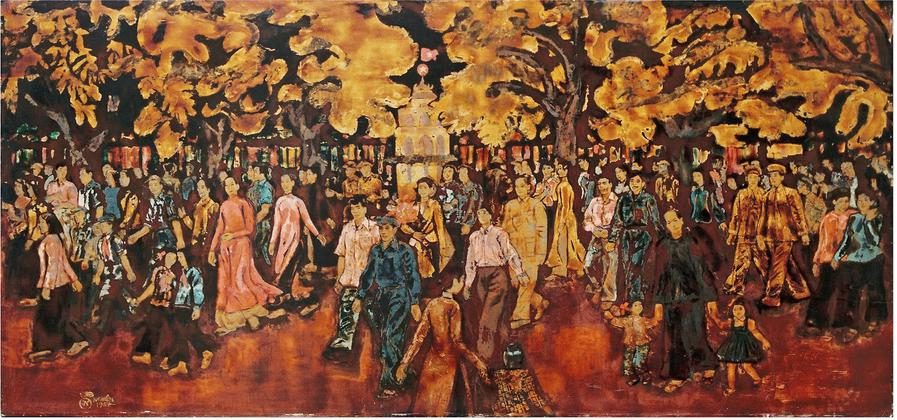 Spring in the Hoan Kiem Lake (Lacquer painting) by Nguyen Tu Nghiem