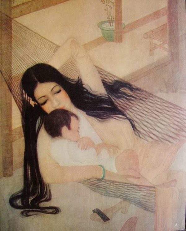 Sun at Summer (Silk painting) by Le Van De