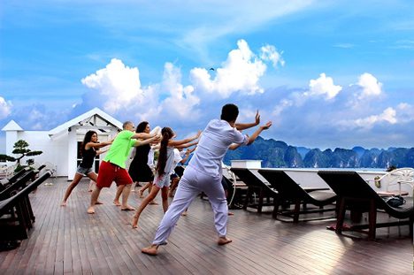 Tai Chi session on boat