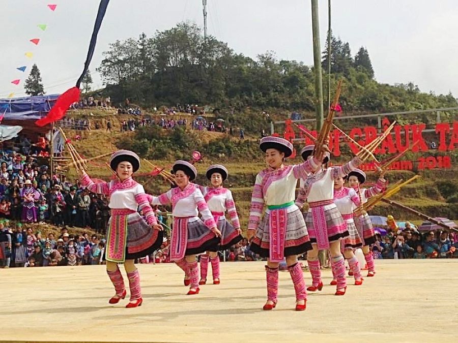 Hmong community in traditional clothes during Tet festival, Sapa - Travel to Vietnam in 2026