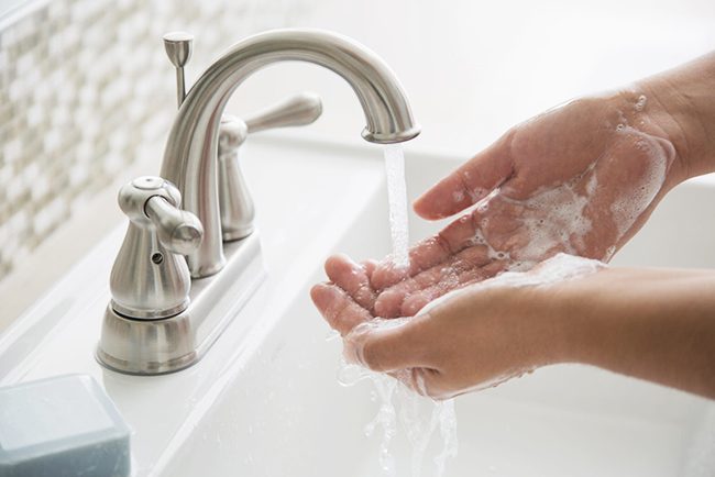 Washing hands with soap