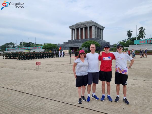 Tourists visit the mausoleum of President Ho Chi Minh