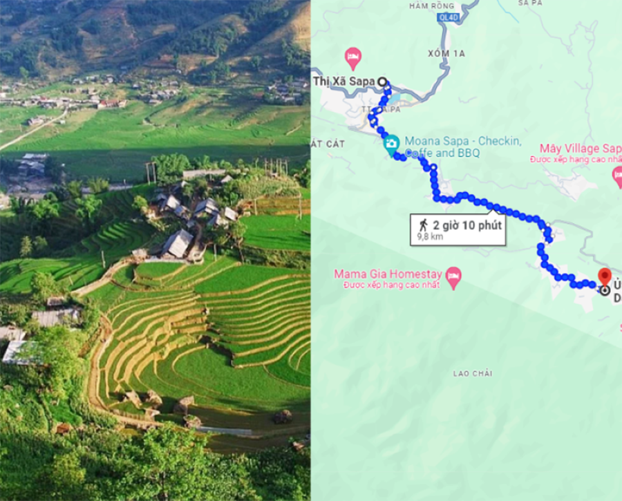 Map of Ta Van Village shows scenic beauty and ethnic community highlights.